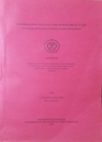 Image of Disertasi : Fenomena Penetapan Wala 'Adal di Pengadilan Agama Wilayah Pengadilan Tinggi Agama Makassar